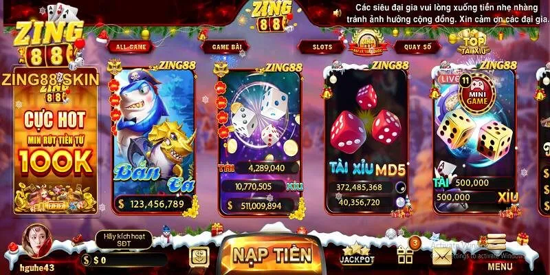 Đăng nhập Zing88 thành công bạn sẽ được trải nghiệm kho trò chơi chất lượng